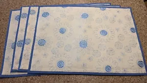 Crate & Barrel Embroidered Flower Placemat Blue Set of 4 Cottagecore Bloomcore - Picture 1 of 4