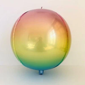 Brand New 22" Sphere Orb Round Balloons Rainbow Multi Colour Lighter - Picture 1 of 2