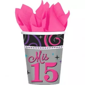 Mis Quince Anos 8 9 oz Papel Tazas Calientes Frías Quinceañera Dulce 15 - Imagen 1 de 1