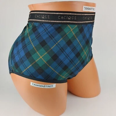 LANE BRYANT CACIQUE ALGODÓN BRAGAS COMPLETAS 18/20 PLUS Verde Azul Dorado Cuadros Foto 1 de 4