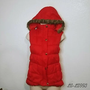 Chaleco con capucha rojo puff. Chaleco acogedor de invierno. Niños Talla 12 Cremallera Completa. (O) - Imagen 1 de 9