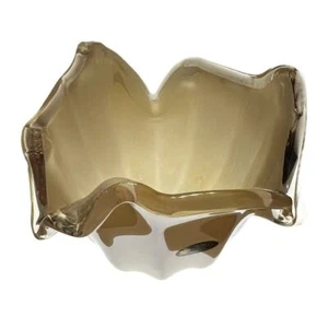 Murano Handblown Cream Colored Free Formed Edges Large Centerpiece Bowl - Picture 1 of 4