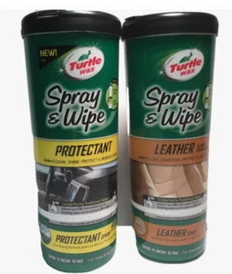 Turtle Wax Spray & Wipe Leather and Protectant Wipes Combo Protect Remove Odor - Picture 1 of 7