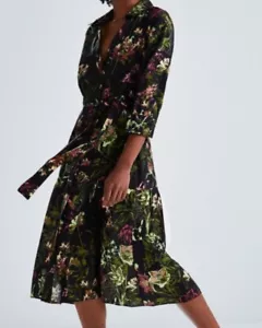Zara Women’s 3/4 Sleeve Floral Belted Buttoned Dress Size M - Picture 1 of 17