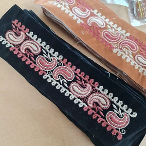 Faux Suede Paisley Embroidered Decorative Patches Clearance Job Lot Sale - Picture 1 of 3