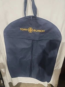 Tory Burch Garment Dress Suit Bag Canvas Travel Navy/yellow Logo Zip 23”x70” L - Picture 1 of 3