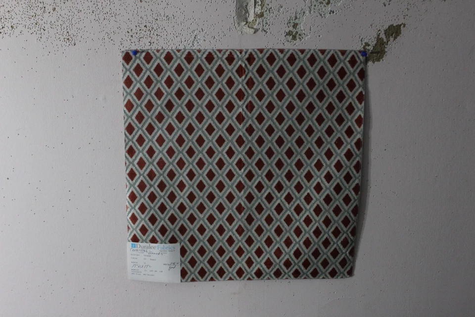 Duralee, Cross Stitch Diamonds , Woven Velvet Novelty, 17" W X 17" L, Clr Papaya - Image 1 of 1