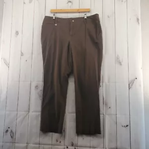 Lauren Ralph Lauren Pants Womens 16W Chino Zip Front Tapered Leg Brown - Picture 1 of 8