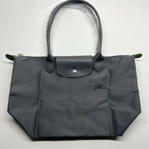 LONGCHAMP Le Pliage L Size Gray Tote Bag Handbag Nylon Genuine Leather NEW - Picture 1 of 12