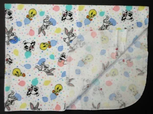 Vintage Baby Looney Tunes Blanket Balloons Bugs Bunny Tweety Sylvester Cotton - Picture 1 of 3