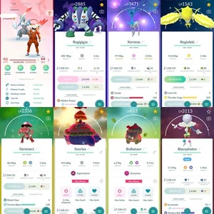 Pokémon Go lvl 46/309 Shiny/113 Legendary/ SHINY GIGANTAMAX SNORLAX/ WHITE KYURE - Afbeelding 1 van 22