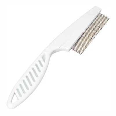 Handle Ultra Fine Nit Lice Egg Comb Metal Teeth Healthy Clean Hair White - Image 1 of 4