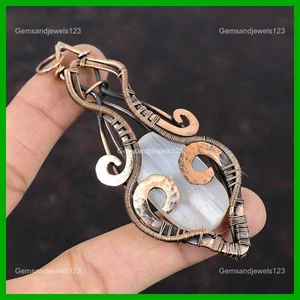 Sisters Day Deal Copper Selenite Druzy Gemstone New Wire Wrapped Pendant Jewelry - Picture 1 of 6