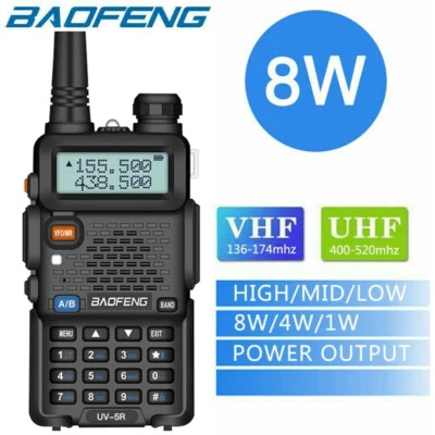 BaoFeng UV-5R Real 8W Walkie Talkie Dual Band VHF/UHF Two-Way Radios Transceiver - Image 1 of 4