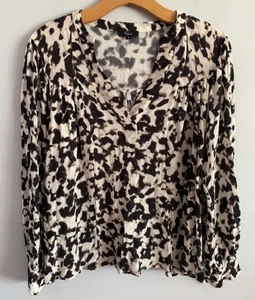 Rails Fable Blurred Cheetah Print Blouse V-Neck Rayon Size M - Picture 1 of 4
