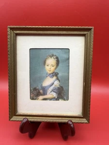 Ritratto di giovane donna con cornice in miniatura vintage 5,75" x 6,75" - Foto 1 di 2