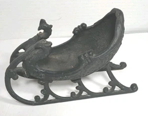 Gusseisen Weihnachtsmann Schlitten Metall schwarz Vintage 7" Weihnachtsdeko - Bild 1 von 6