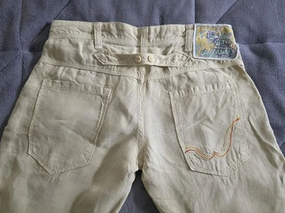 Pantalones anchos de lino de diseñador We Are REPLAY talla 28 beige  Foto 1 de 4