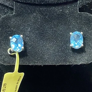 Sterling Silber Paraiba Apatit Ohrstecker - Bild 1 von 4