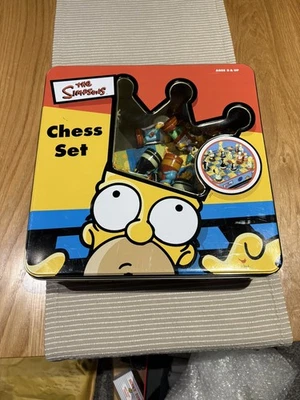 Jeu d'échecs Les Simpson 2002 boîte collector en étain jeux cardinaux vintage  - Photo 1/4