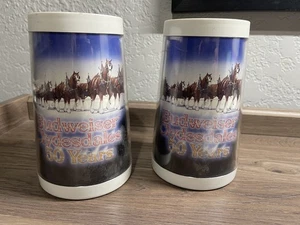 Vtg Budweiser Clydesdales 50 Years Insulated Eagle Thermo Plastic Stein Lot Of 2 - Picture 1 of 6