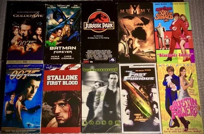 BF SALE! 10 VHS lot-many 90’s-00’s Marquee Favs-Jurassic Park,Goldeneye,Batman + - Image 1 of 4