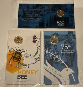 2022 Honey Bee & Peacekeeping, 2019 Repatriation $2 'C' Mint Mark Coins UNC π - Picture 1 of 2