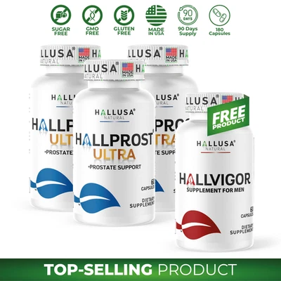 Hallprost Ultra + FREE Hallvigor for Prostate Support & Inflamed Prostate 180 Ct - Image 1 of 4