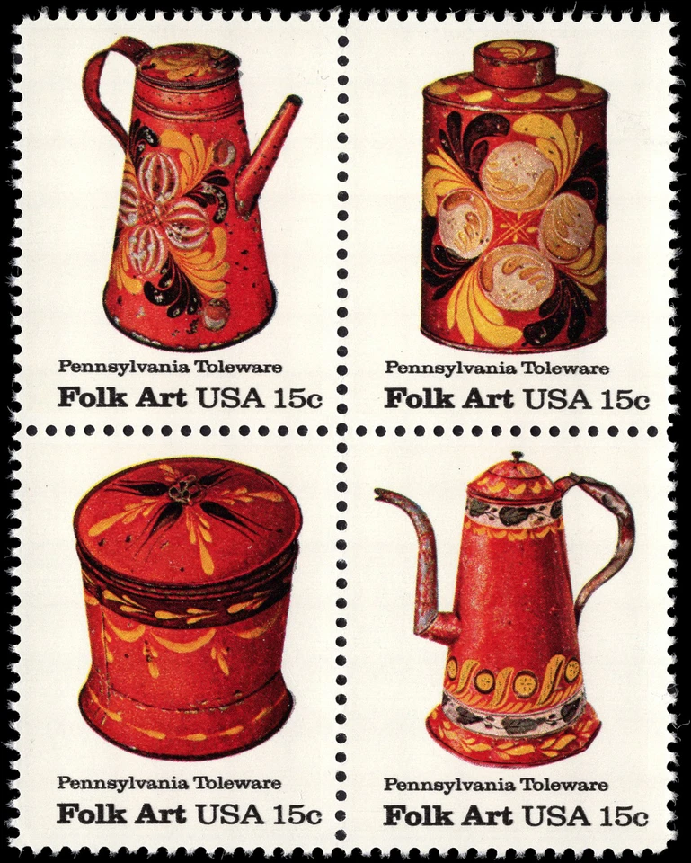 US Scott # 1778a (1775-1778), Toleware, Block (4) 1979 15¢ Stamps, MNH - Image 1 of 1