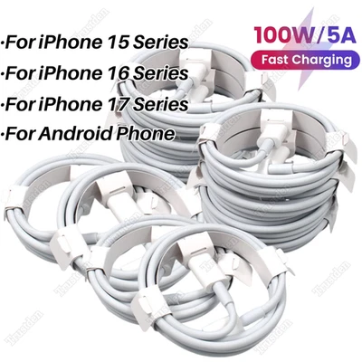 Lote de cables cargador rápido USB-C a tipo C para i Phone Air 17 16 15 Samsung PD 100W Foto 1 de 4