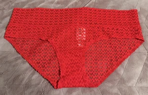 Panty Hiphugger Victoria's Secret ROSA Logo Rojo Guiño Corazón Encaje ~ GRANDE ~ ¡NUEVO CON ETIQUETAS! - Imagen 1 de 8