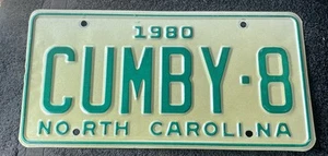 Vintage 1980 North Carolina Nummernschild CUMBY -8 - Bild 1 von 4