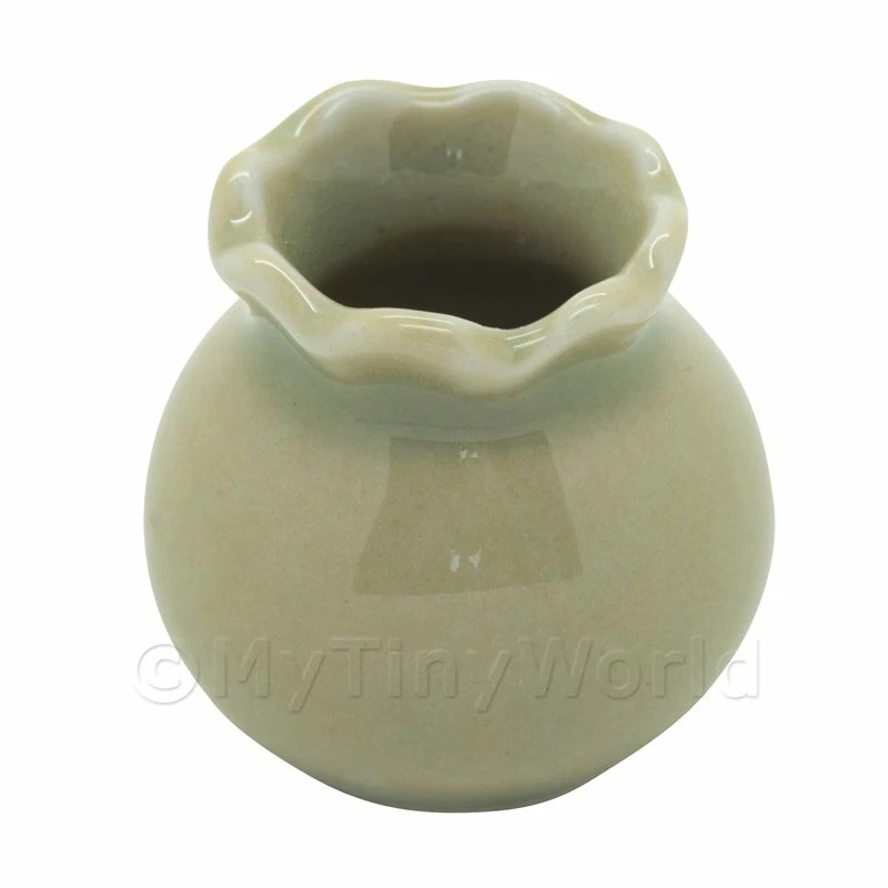 Bambole Casa Miniatura Fatto a Mano Alto Ceramica Verde con Scanalature Vaso - Immagine 1 di 1