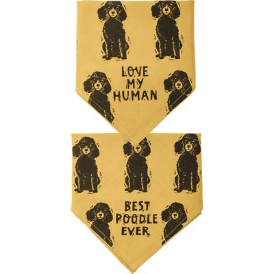 Bandana reversible de algodón para perro - Mejor caniche de todos los tiempos | Love My Human | 21x21 NUEVO Foto 1 de 4