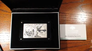 AUSTRALIA GOV'T 25TH ANN. OF SILVER KANGAROO 3 OZ COIN/BAR SET OUTER BOX & COA! - Picture 1 of 4