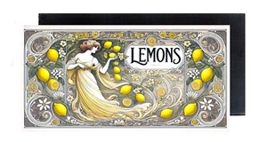 Lemons Woman FRIDGE MAGNET sign advertisement (2 x 4 inches, wood) - Bild 1 von 3