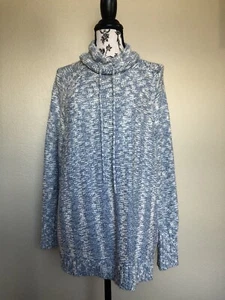 chaps sweater Women Turtle Neck Size Large Blue Multicolor Long Sleeves New - Picture 1 of 11