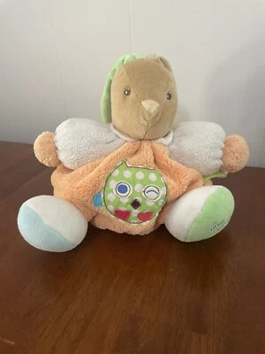 EUC Kaloo Bunny Rabbit Stuffed Plush Baby Rattle Toy Orange Blue Green Owl 9" - Image 1 of 4