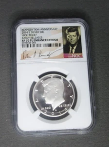 2014-S Silver Enhanced Finish Kennedy 50c NGC SP-70 PL - Picture 1 of 2