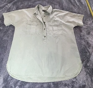 J Crew kurzärmeliges Shirt Klappe Taschen Kragen Pullover Bluse khaki/grün S-0 - Bild 1 von 6
