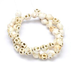 White Turquoise Howlite SKULL beads 1 strand/50pcs Small Skeleton Head lot DIY