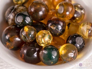 Included AMBER Crystal Sphere - Mini Crystal Ball Marbles, Jewelry Making, E1686 - Picture 1 of 10