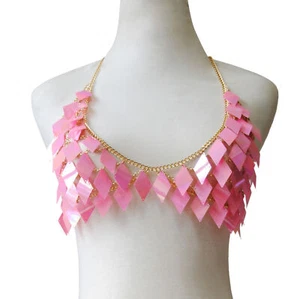 Women's Shiny Sequin Body Chain Waist Chain Sexy Necklace Body Dress Chain - Picture 1 of 10