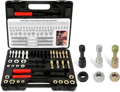 49PCS Thread Repair Chaser Tool UNC UNF Metric Thread Restorer Tap and Die Kit - Image 1 of 4