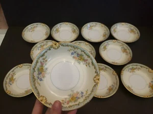 set (11) Fruit Dessert Sauce Bowls, Noritake Fine China Japan LANARE Green - Picture 1 of 6