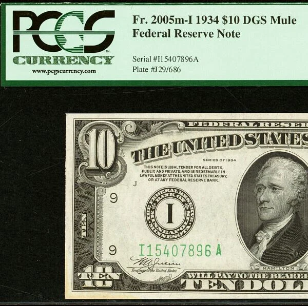 1934 $10 Federal Reserve Note PCGS 64PPQ - Minneapolis Mule - Fr 2005-Im - Image 1 of 4