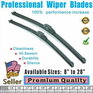 22" + 22" Windshield Wiper Blades Premium OEM Quality J-Hook Blades Bracketless - Bild 1 von 4