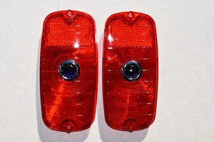 60 61 62 63 64 65 66 Chevy Fleetside Truck Pair Bowtie Blue Dot Tail Light Lens - Bild 1 von 2
