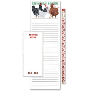 Chicken Hen Group To Do List Magnetic Shopping Pad Notepad & Pencil Gift Set - Picture 1 of 1