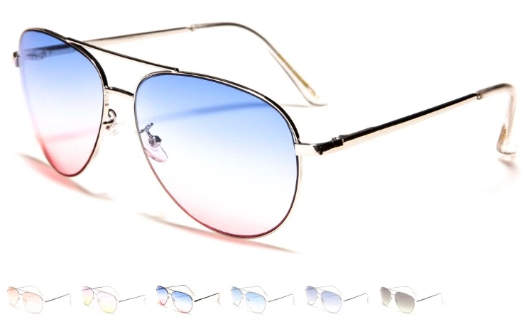 Gafas de sol clásicas de gran tamaño con borde de alambre de metal lente degradada Fuerza Aérea Colores del océano Foto 1 de 1